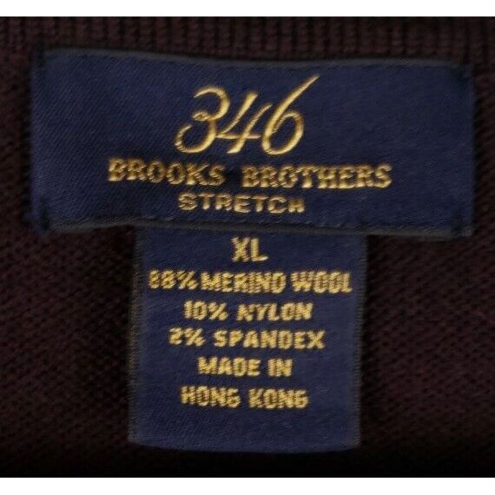 Brooks Brothers 346 Mens V Neck Merino Wool Sweater XL Maroon - Picture 2 of 6
